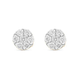 1/2 CT Flower Set Bezel Set Diamond Stud Earrings