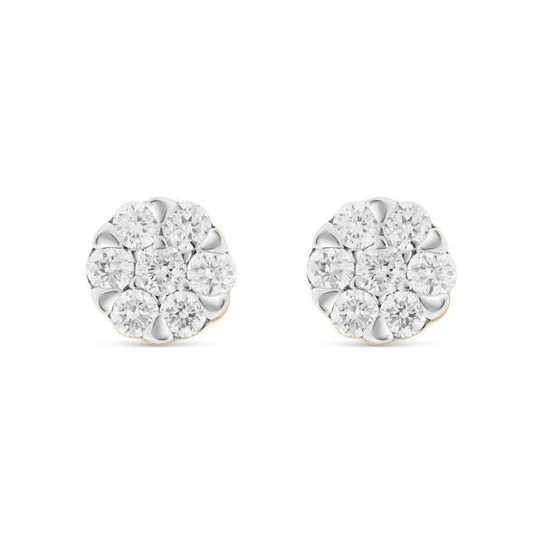 1/2 CT Flower Set Bezel Set Diamond Stud Earrings