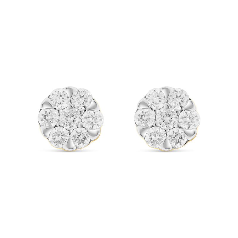 1/2 CT Flower Set Bezel Set Diamond Stud Earrings