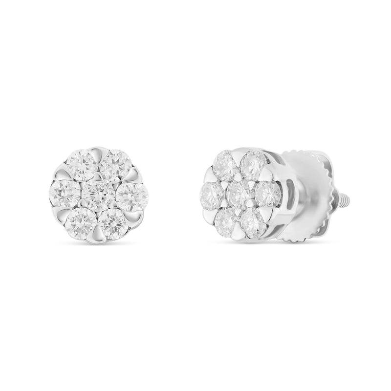 1/2 CT Flower Set Bezel Set Diamond Stud Earrings