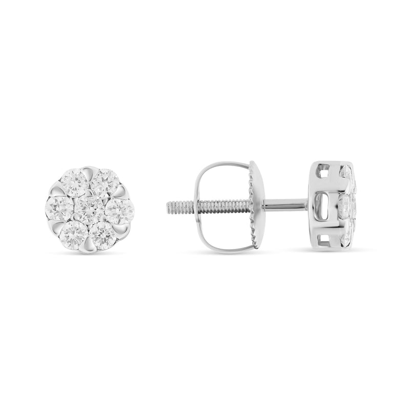 1/2 CT Flower Set Bezel Set Diamond Stud Earrings