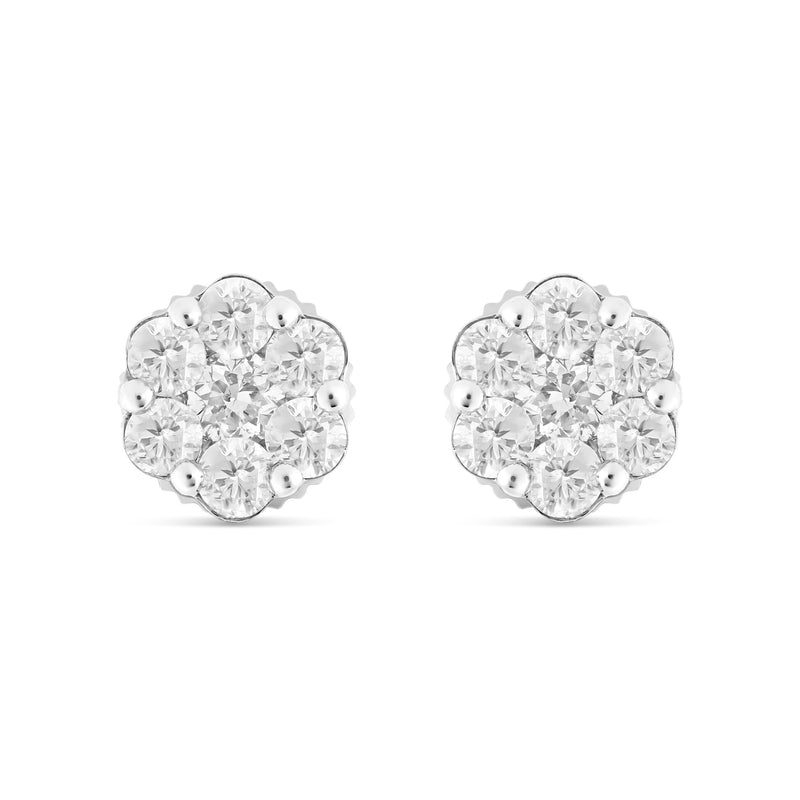 0.70 ct 14k Flower Stud Diamond Stud Earrings