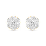 0.70 ct 14k Flower Stud Diamond Stud Earrings