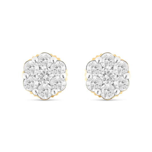 0.70 ct 14k Flower Stud Diamond Stud Earrings