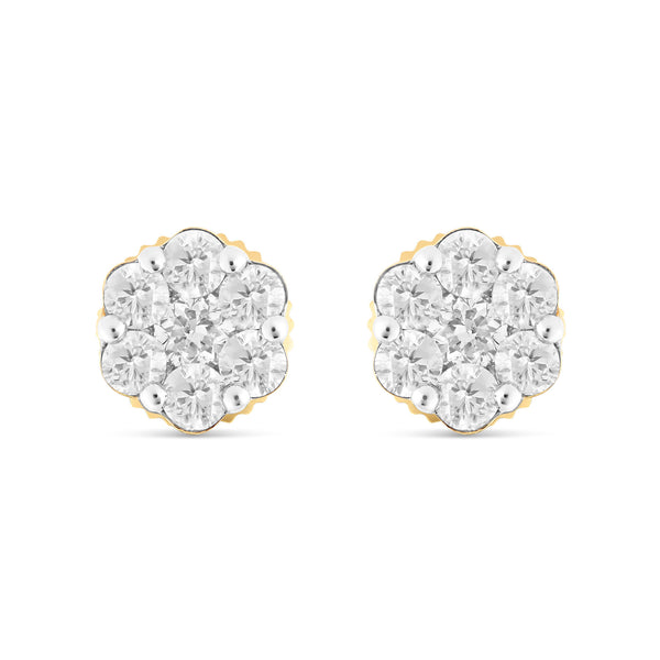 0.70 ct 14k Flower Stud Diamond Stud Earrings