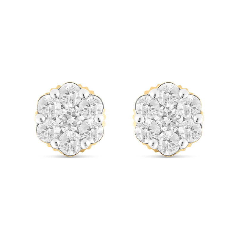 0.70 ct 14k Flower Stud Diamond Stud Earrings