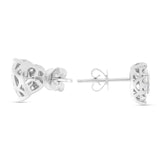 18k Cluster Diamond Heart-Shaped Stud Earrings