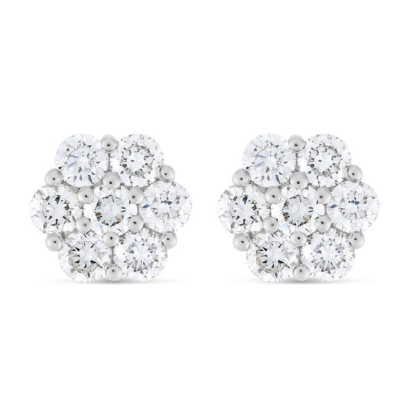 0.75 ct Diamond Flower Stud Earrings in 18 karat White Gold