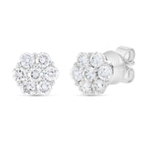 0.75 ct Diamond Flower Stud Earrings in 18 karat White Gold