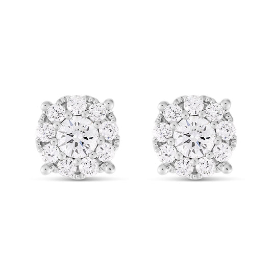 18k 0.20ct carat Cluster Diamond Stud Earrings