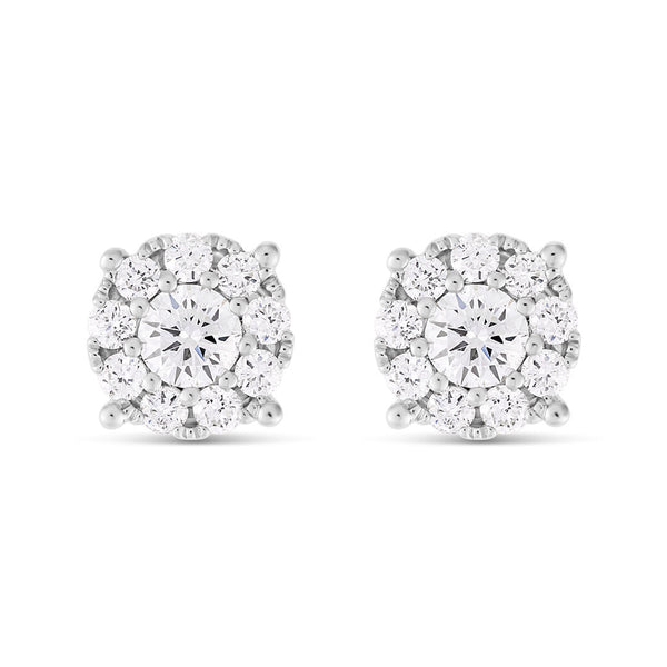 18k 0.20ct carat Cluster Diamond Stud Earrings