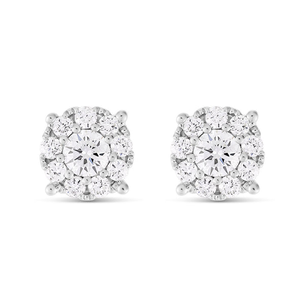 18k 0.20ct carat Cluster Diamond Stud Earrings