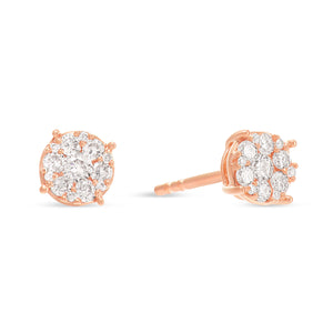 10K Gold 1.13ct Diamond Cluster Stud Earrings