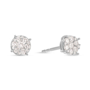 10K Gold 1.13ct Diamond Cluster Stud Earrings