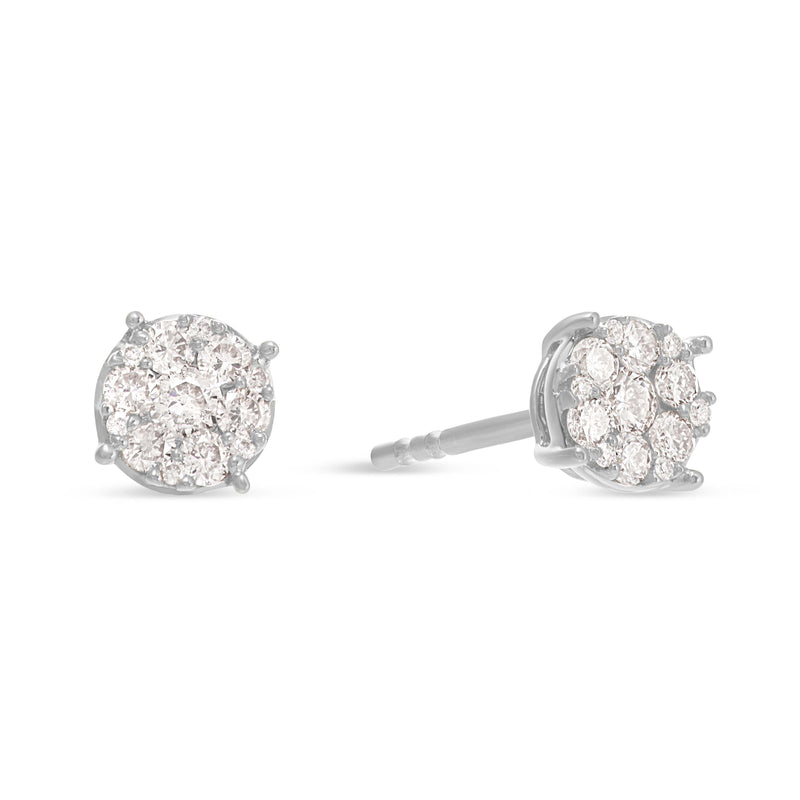 10K Gold 0.50ct Diamond Cluster Stud Earrings