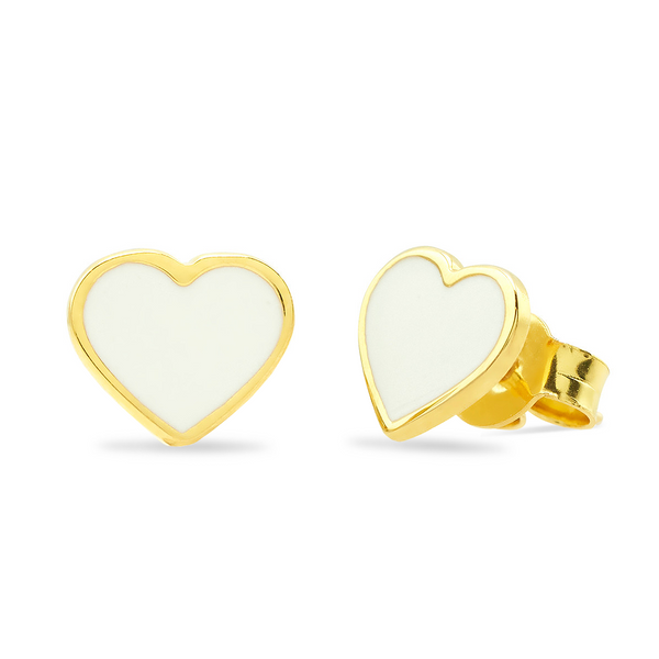 14kt Gold and Enamel Heart Studs