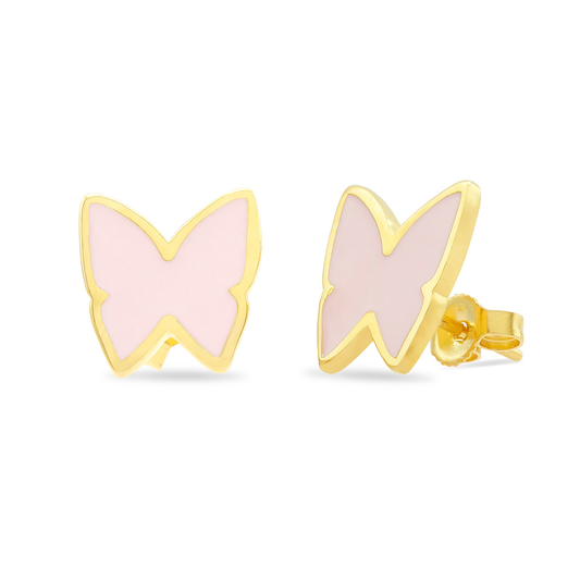 14kt Gold and Enamel Butterfly Studs