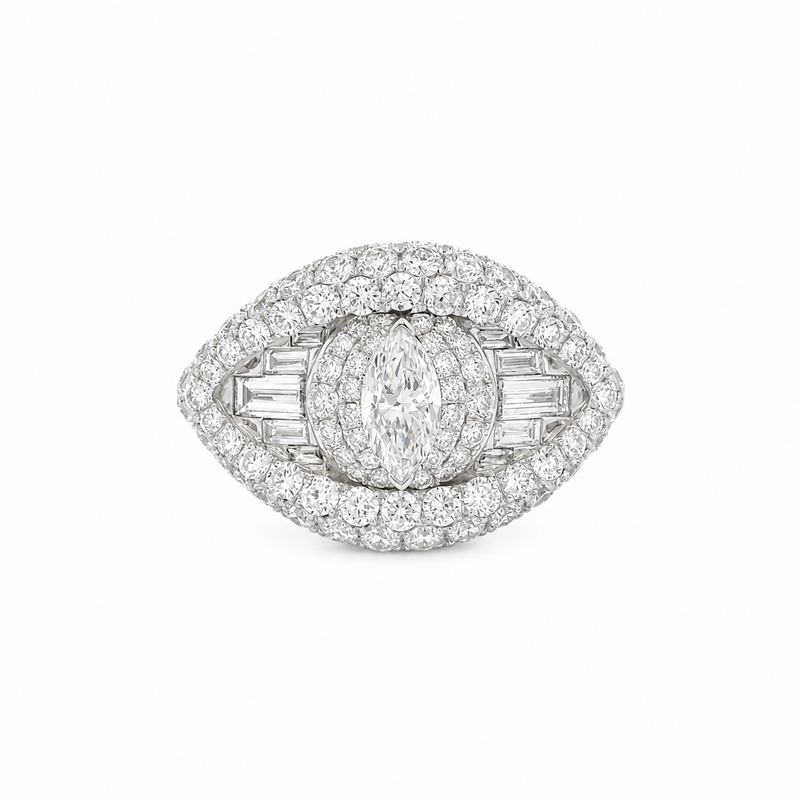 14 Karat White Gold Diamond Eye Ring – SHYNE JEWELERS