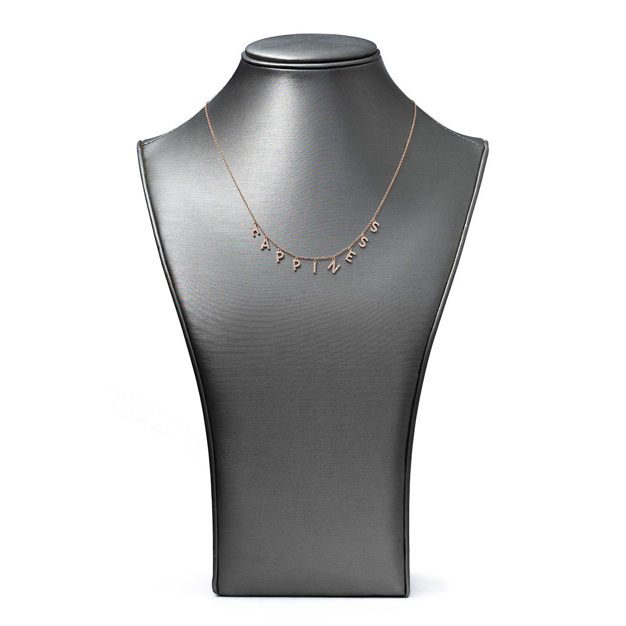 18K Rose Gold Dangling "Happiness" Charm Necklace