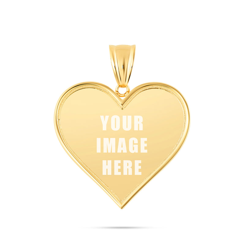 14K Gold Medium Heart Picture Pendant