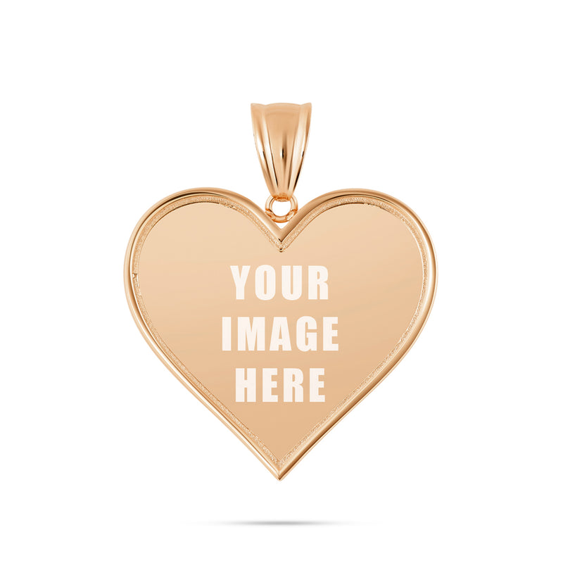 14K Gold Medium Heart Picture Pendant