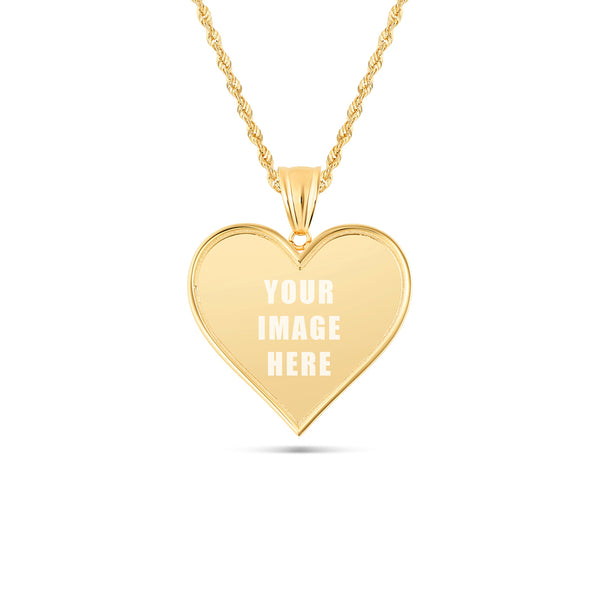 14K Gold Medium Heart Picture Pendant