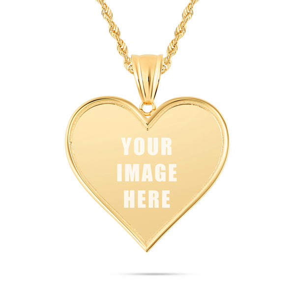 14K Gold Medium Heart Picture Pendant