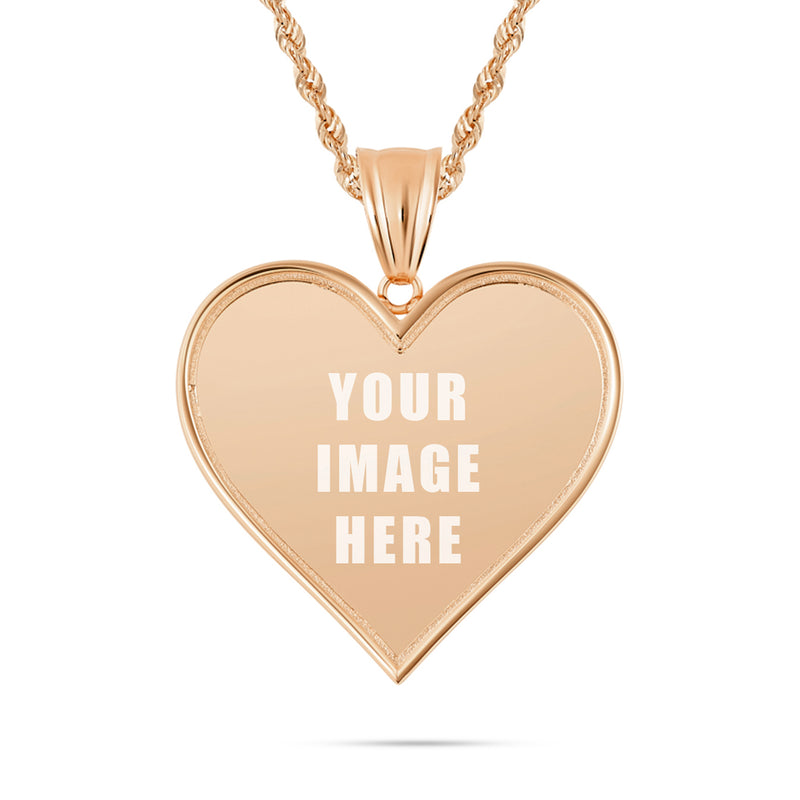 14K Gold Medium Heart Picture Pendant