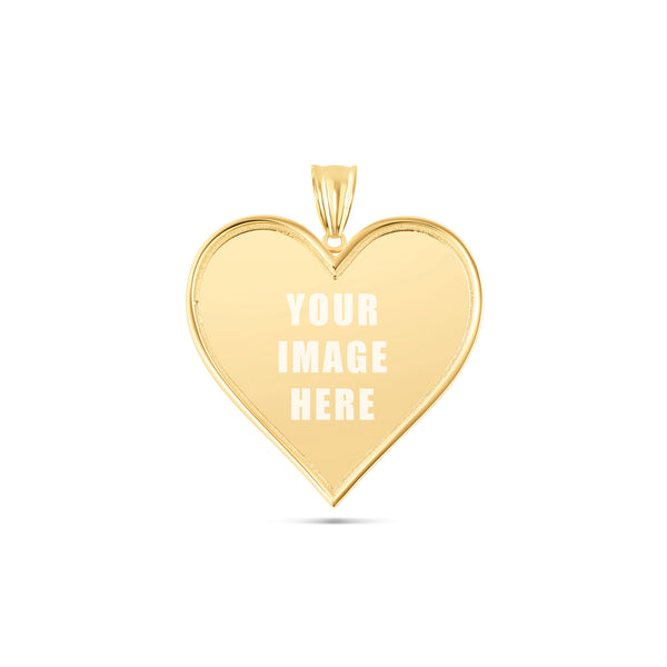 14K Gold Large Heart Picture Pendant