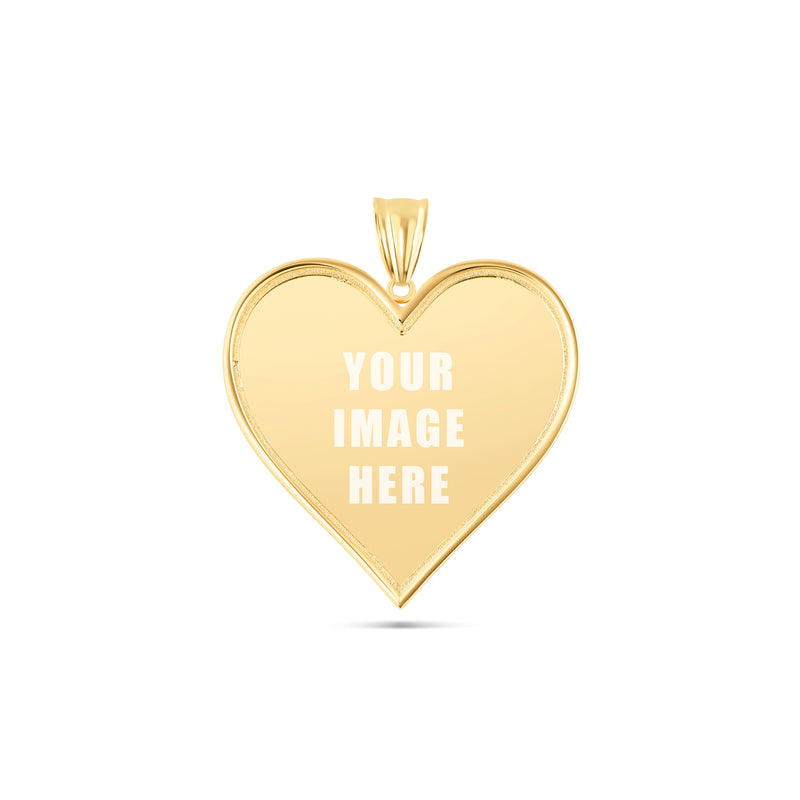 14K Gold Large Heart Picture Pendant