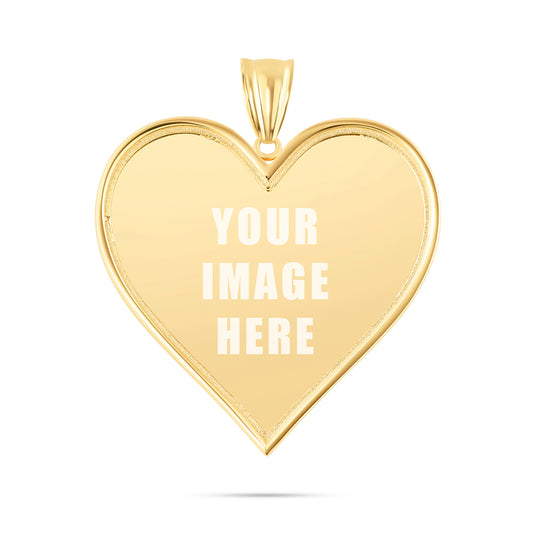 14K Gold Large Heart Picture Pendant