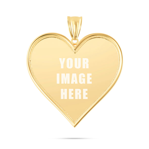 14K Gold Large Heart Picture Pendant