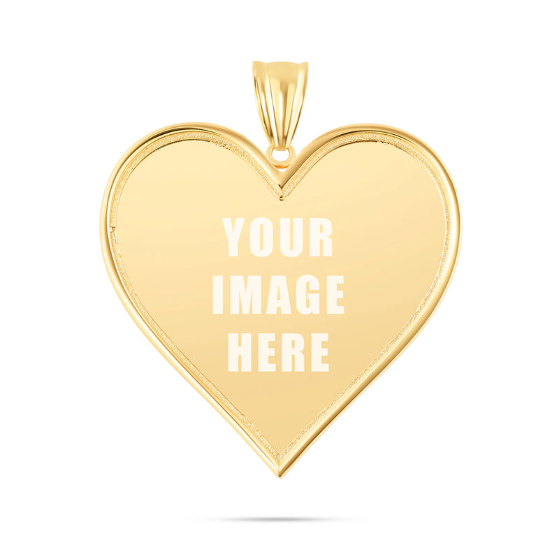 14K Gold Large Heart Picture Pendant
