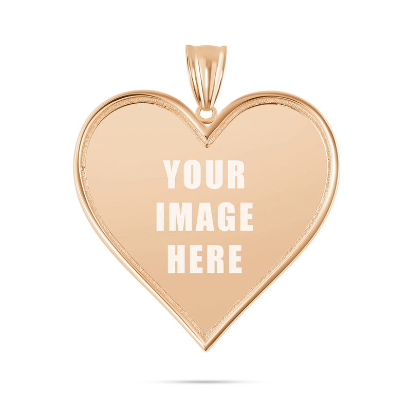 14K Gold Large Heart Picture Pendant