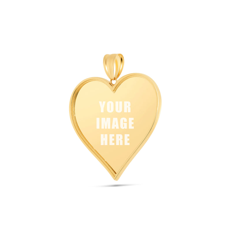 14K Gold Large Heart Picture Pendant