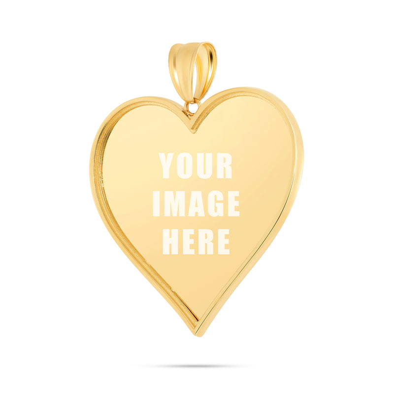 14K Gold Large Heart Picture Pendant