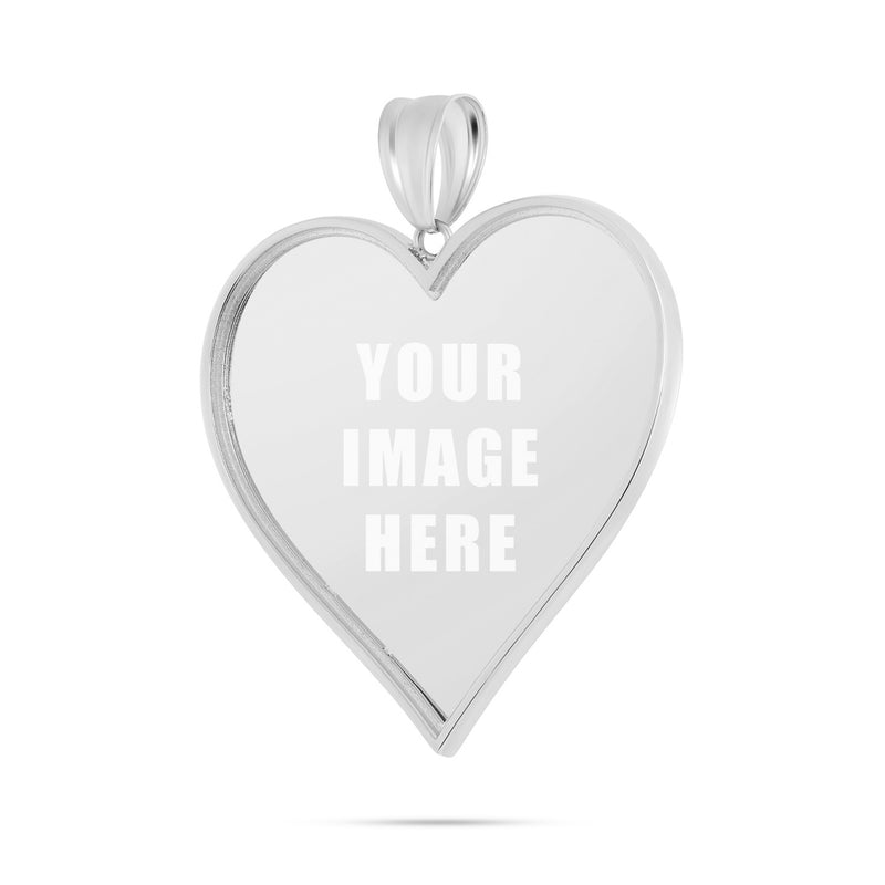 14K Gold Large Heart Picture Pendant