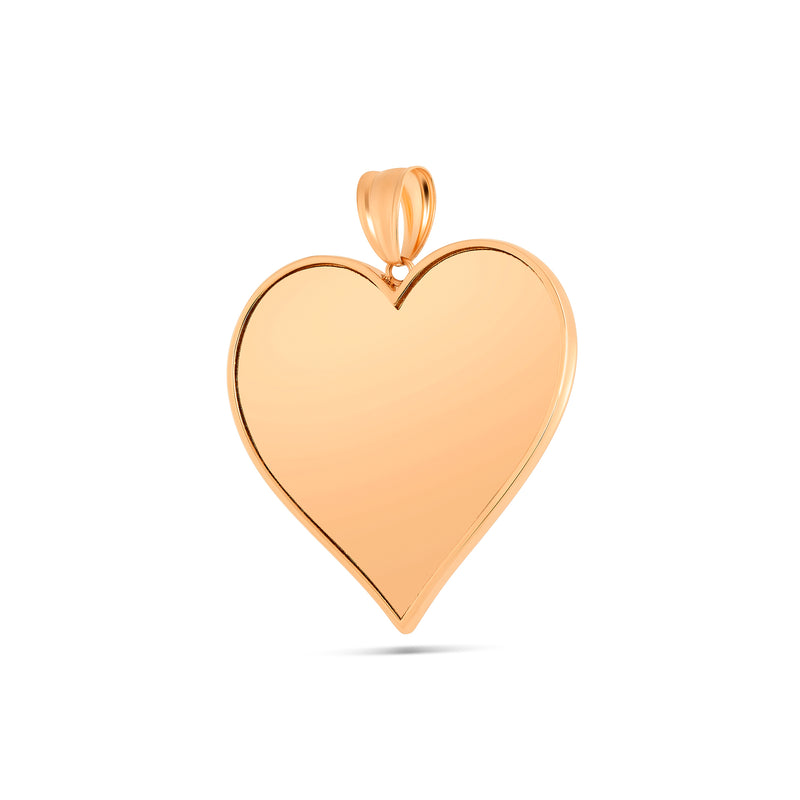 14K Gold Large Heart Picture Pendant