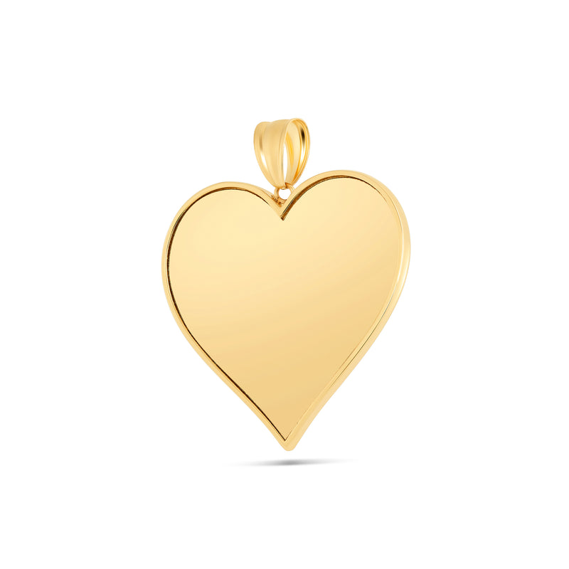 14K Gold Large Heart Picture Pendant