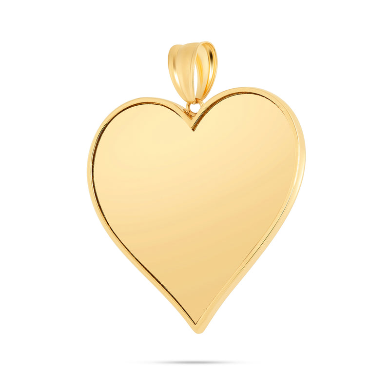 14K Gold Large Heart Picture Pendant