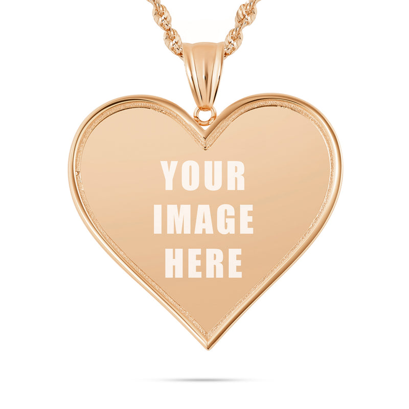 14K Gold Large Heart Picture Pendant
