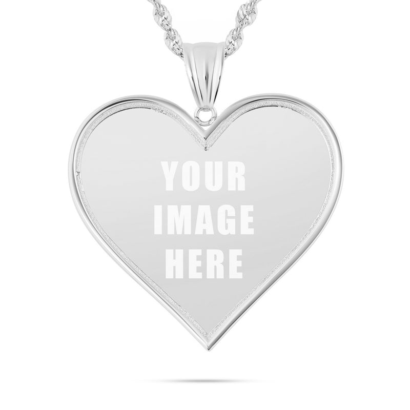 14K Gold Large Heart Picture Pendant