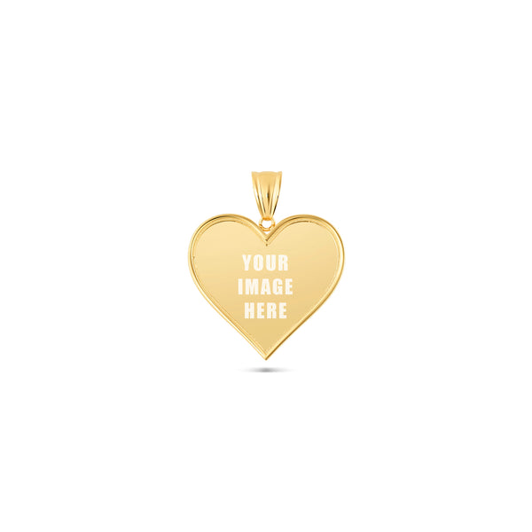 14K Gold Small Heart Picture Pendant