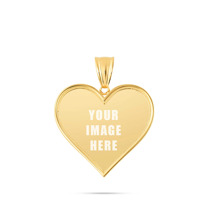 14K Gold Small Heart Picture Pendant