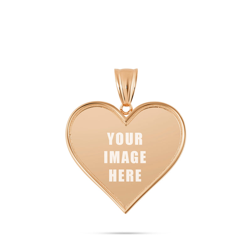 14K Gold Small Heart Picture Pendant