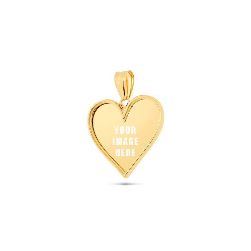 14K Gold Small Heart Picture Pendant