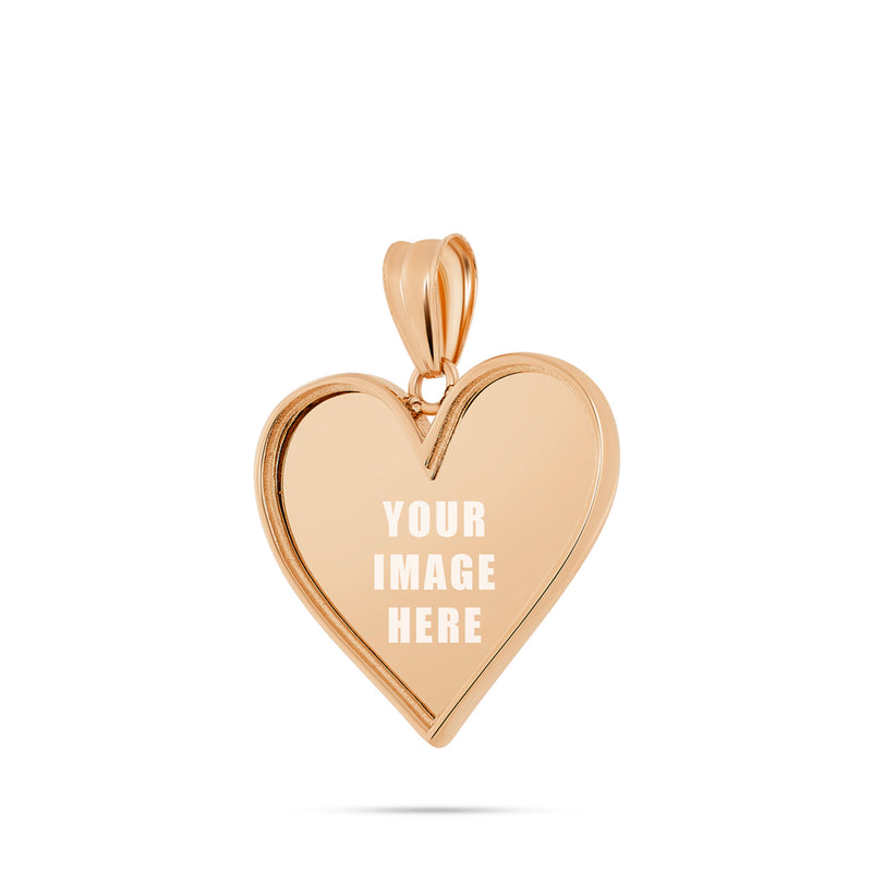14K Gold Small Heart Picture Pendant