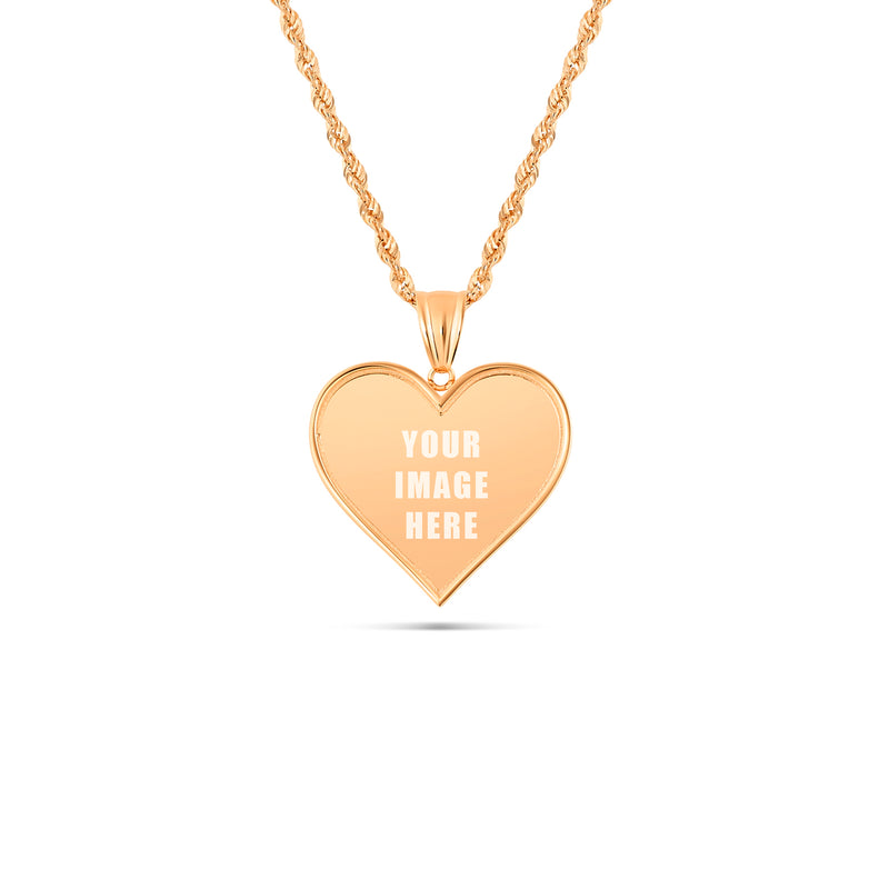 14K Gold Small Heart Picture Pendant