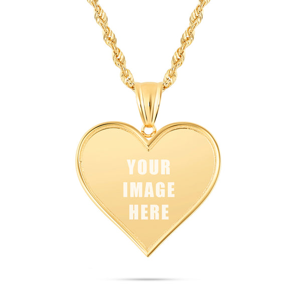 14K Gold Small Heart Picture Pendant