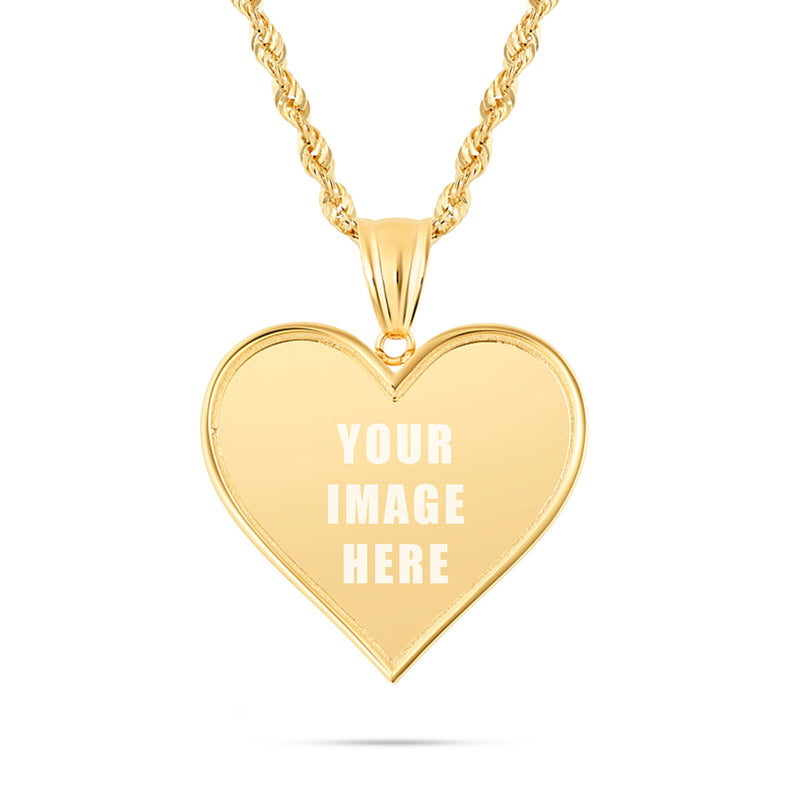 14K Gold Small Heart Picture Pendant